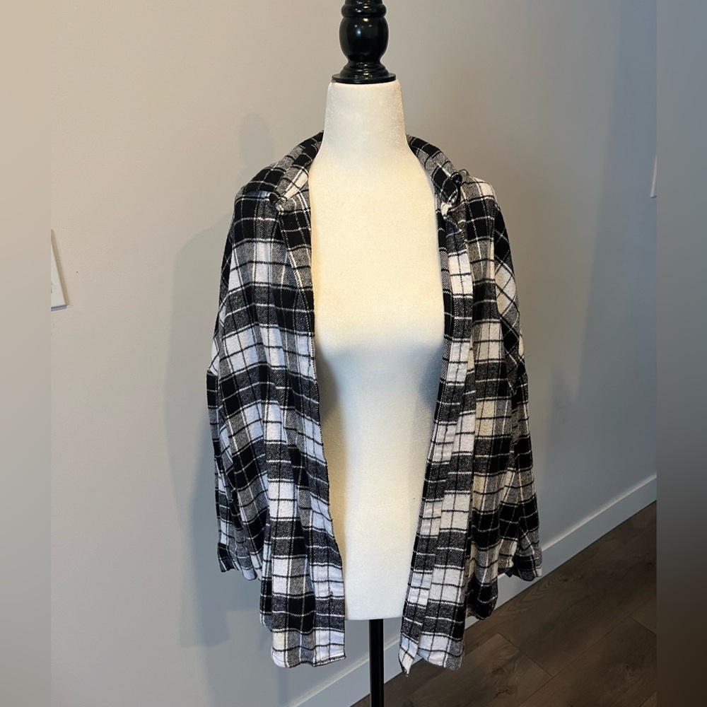 Plaid Flannel Overshirt Button Up Top
